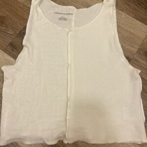 American Eagle Outfitters Cream Textured Tank Top